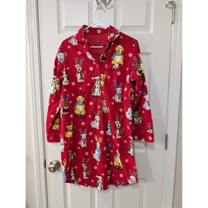Nick & Nora, Women's M, Christmas Dogs, 100% Cotton Fleece Nightgown